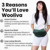 Three main benefits of the Wooliva electric hot water bottle: instant warmth, hands-free comfort, and long-lasting heat.